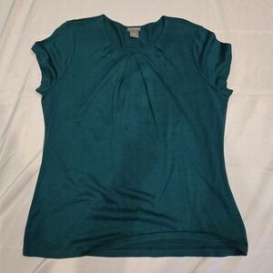 Ann Taylor Womens Green Crew Neck Short Sleeve XL Blouse